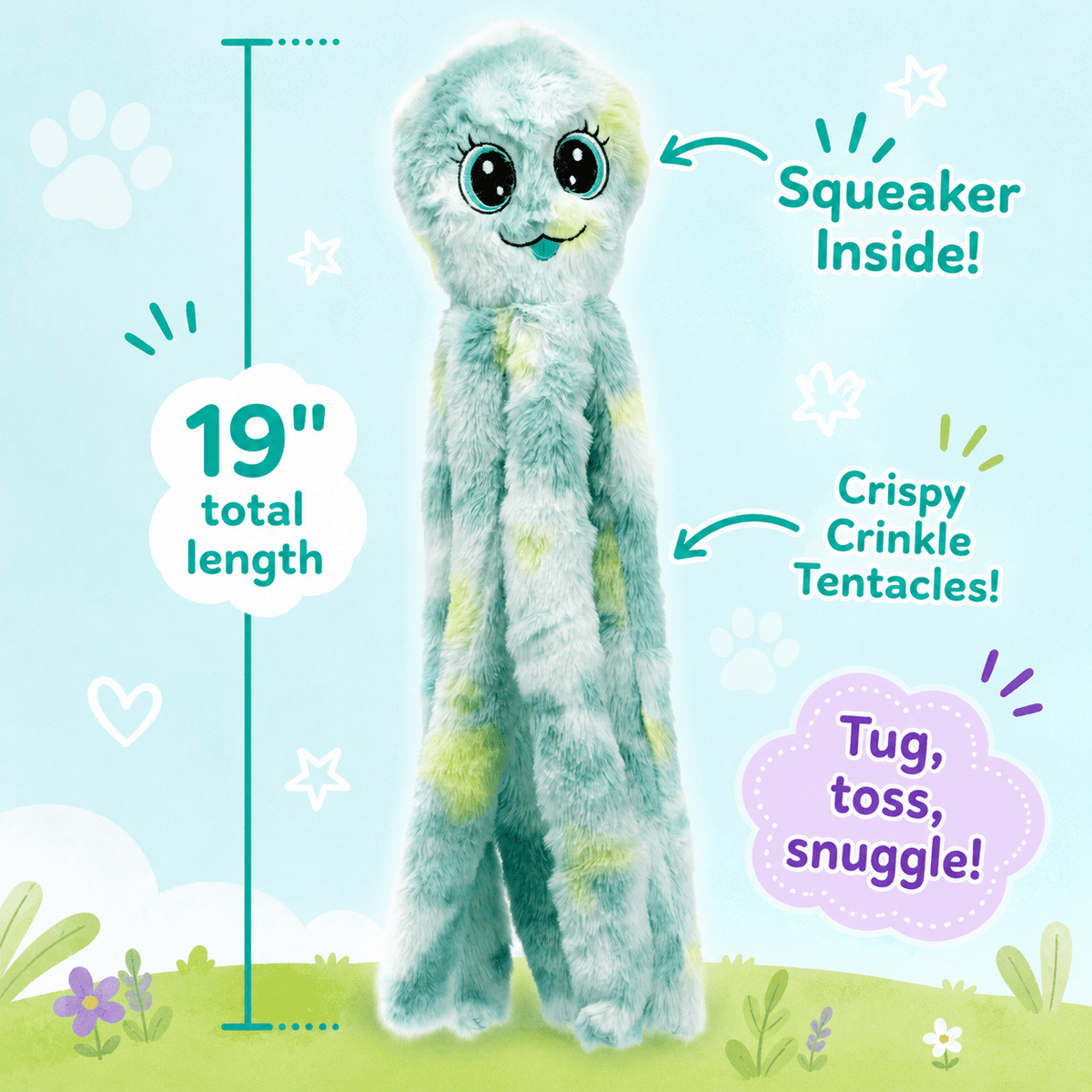 Dogline 19-Inch Octopus Tentacle Tugger Dog Toy