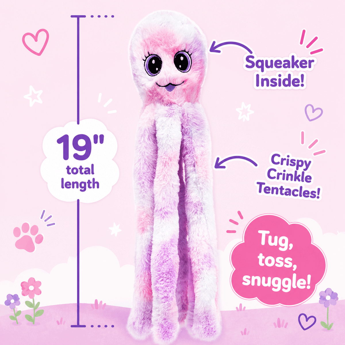Dogline 19-Inch Octopus Tentacle Tugger Dog Toy