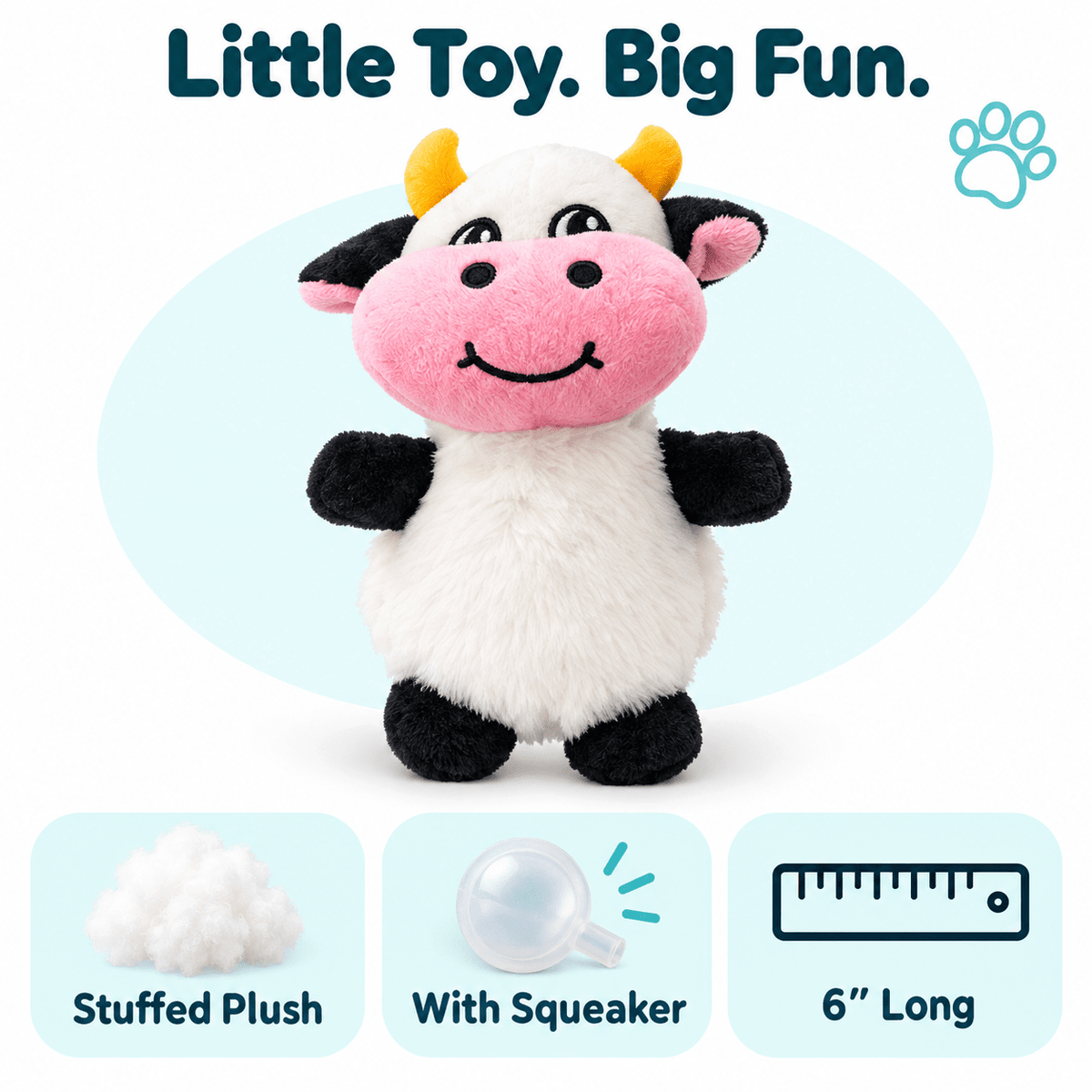Dogline 6-Inch Cow Mini Dog Toy