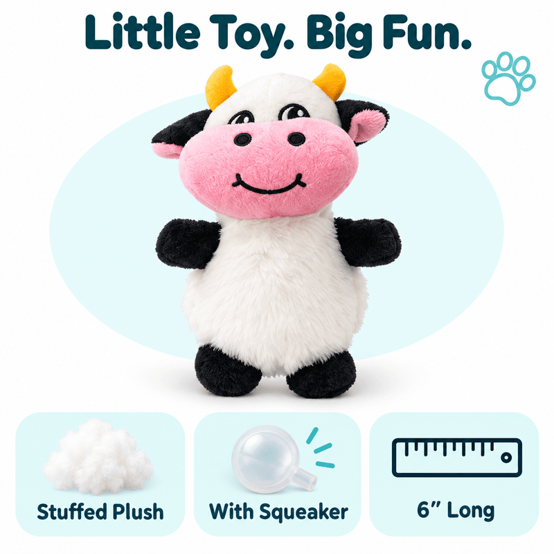 Dogline 6-Inch Cow Mini Dog Toy