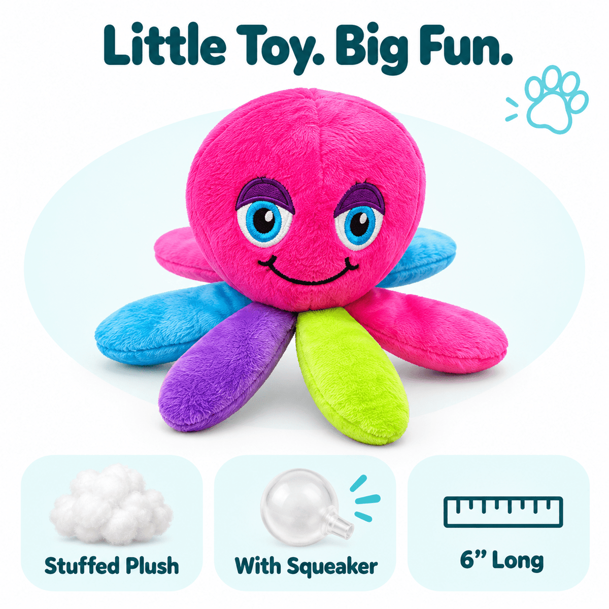 Dogline 6-Inch Octopus Mini Dog Toy