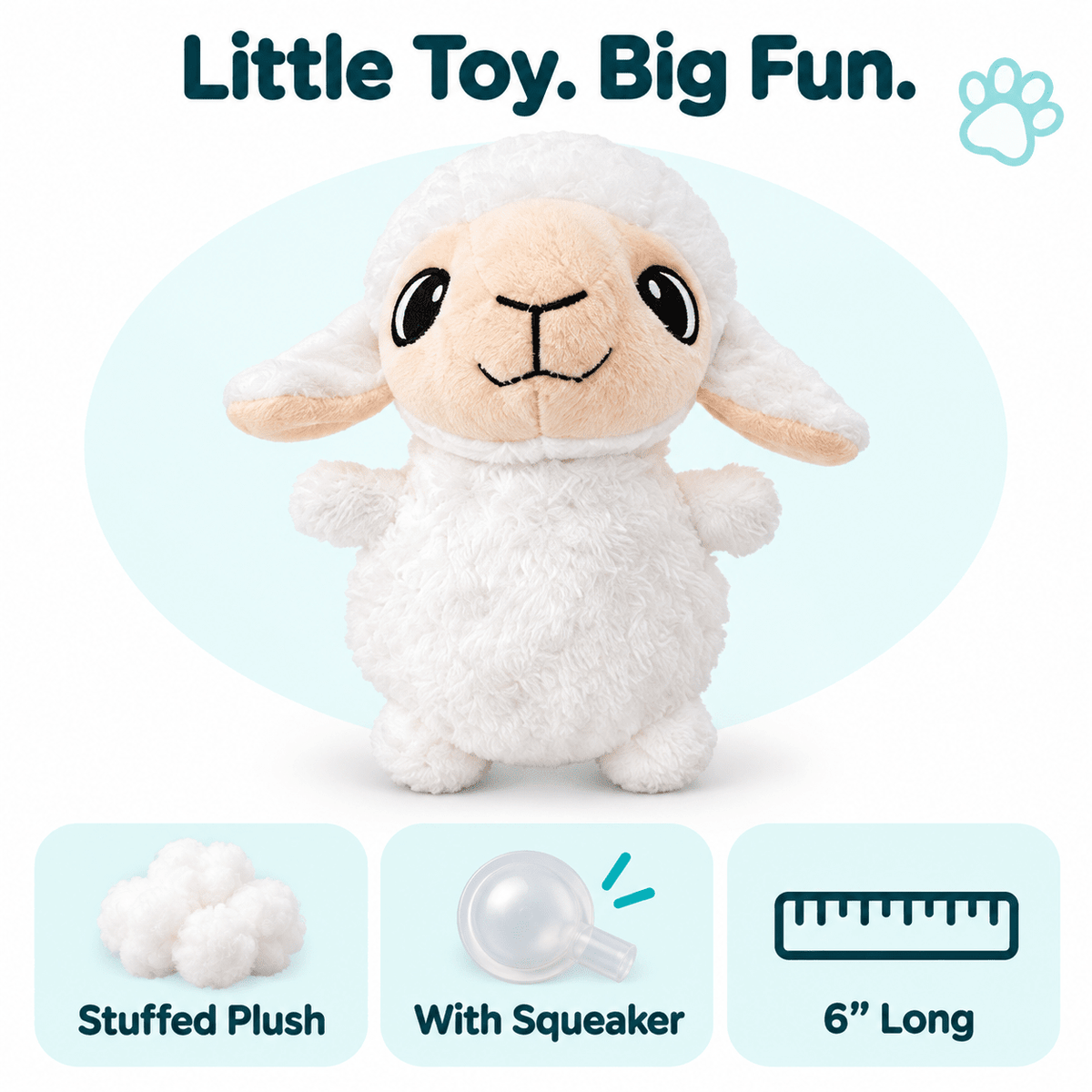Dogline 6-Inch Sheep Mini Dog Toy