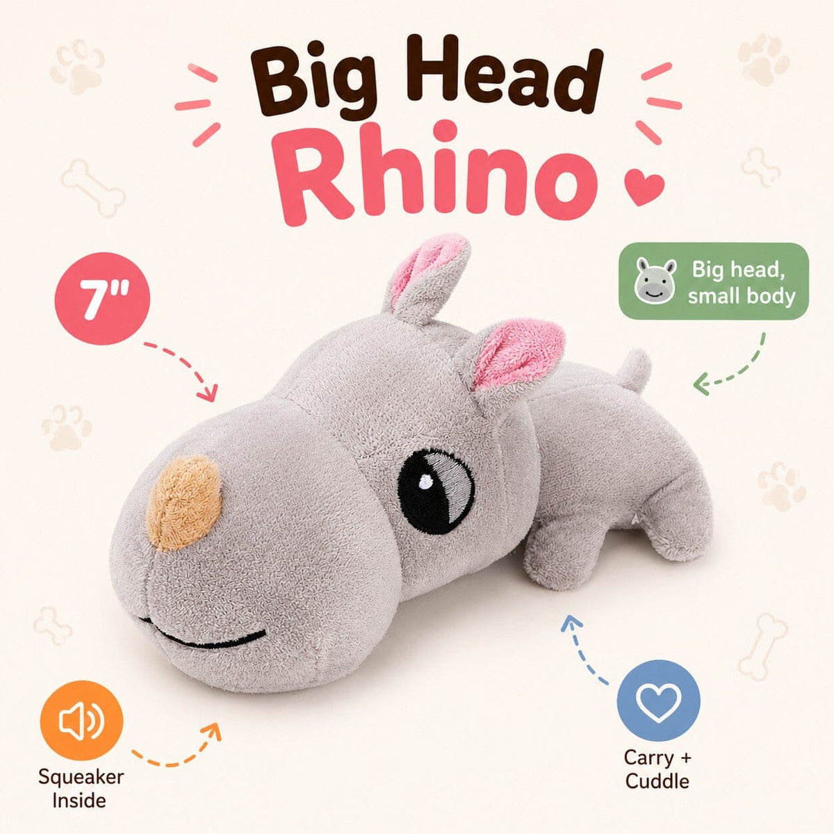 Dogline 7-Inch Big Head Mini Dog Toy