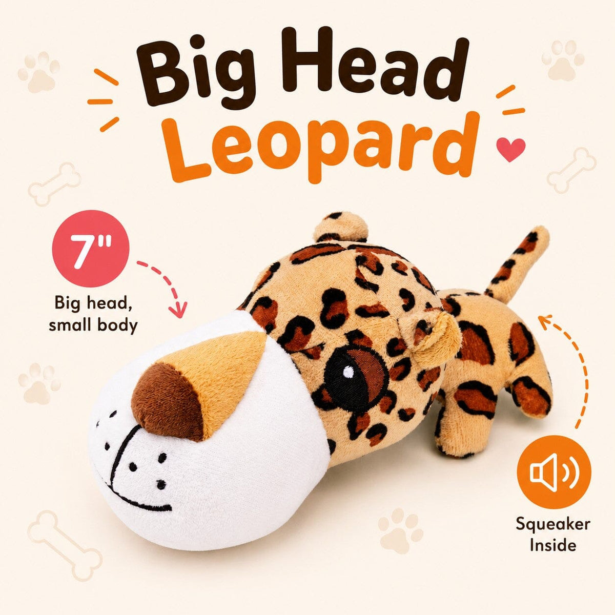 Dogline 7-Inch Big Head Mini Dog Toy