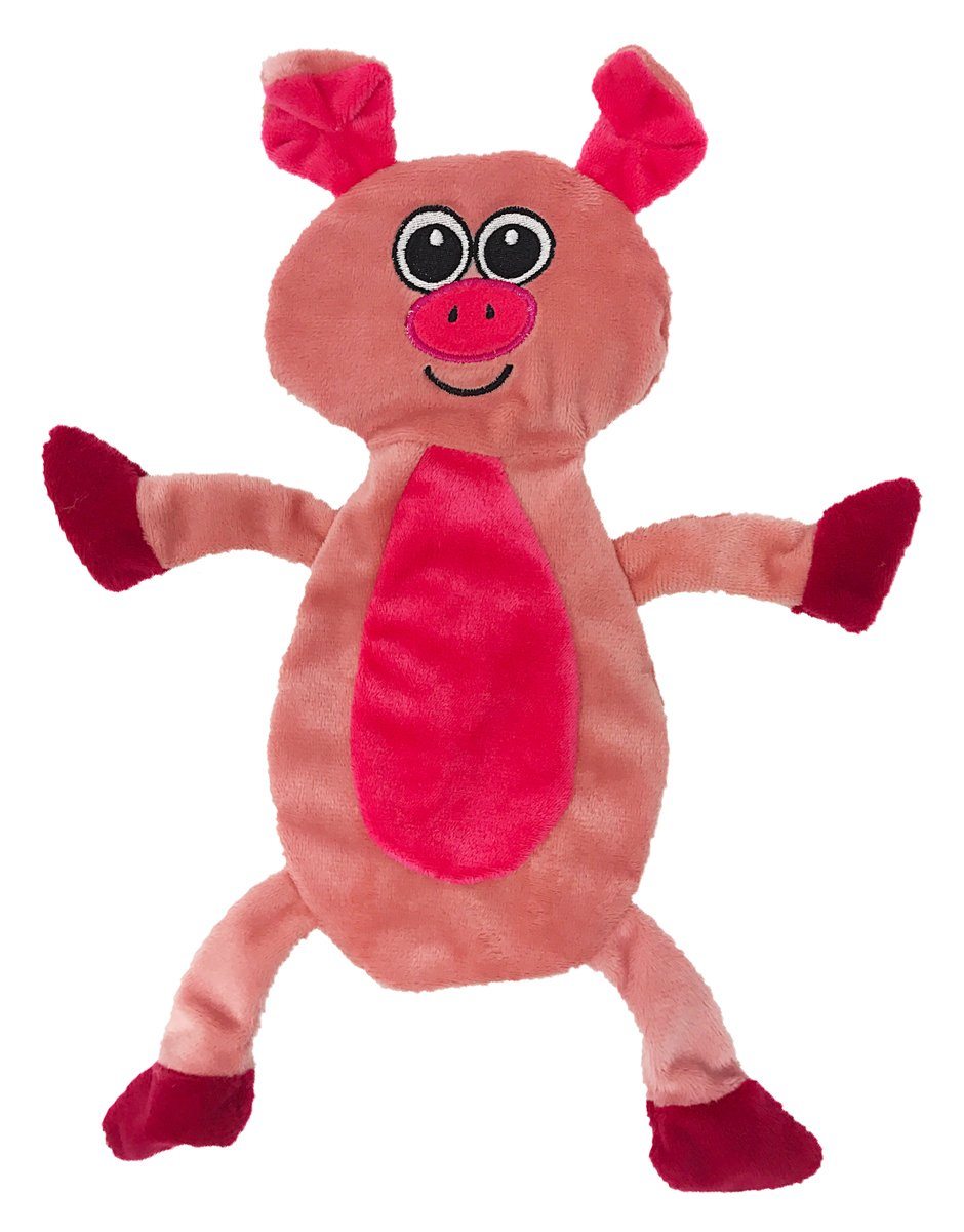 Dogline 12-Inch Pig Crinkle Flat Dog Toy