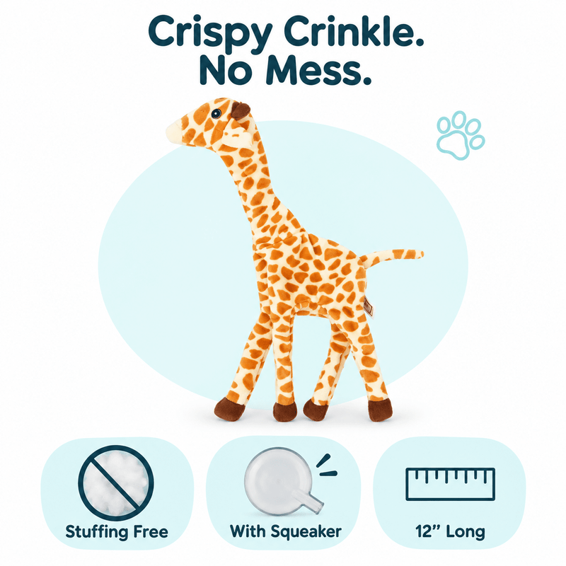 Dogline 12-Inch Giraffe Crinkle Dog Toy
