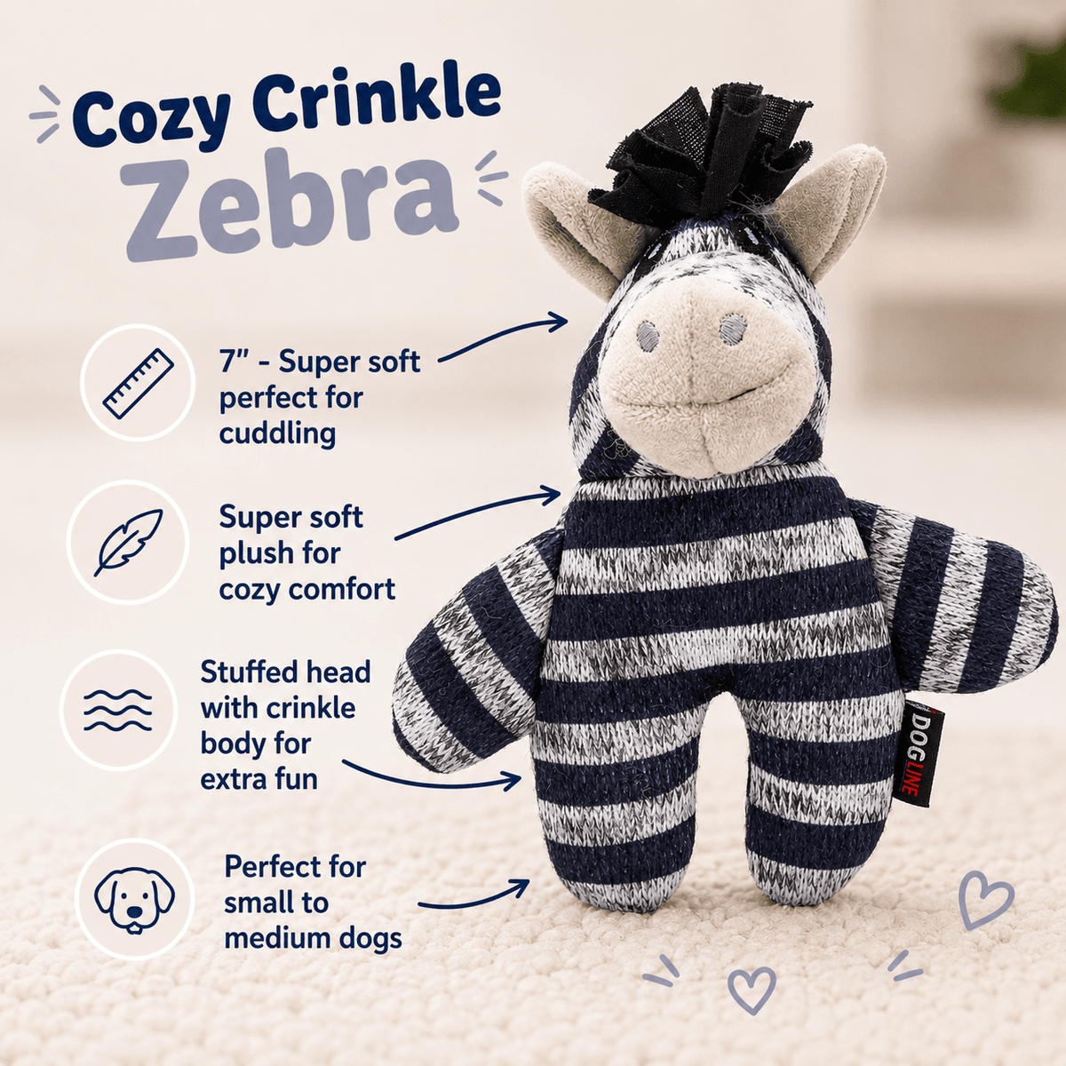 Dogline Cozy Crinkle Dog Toy Collection