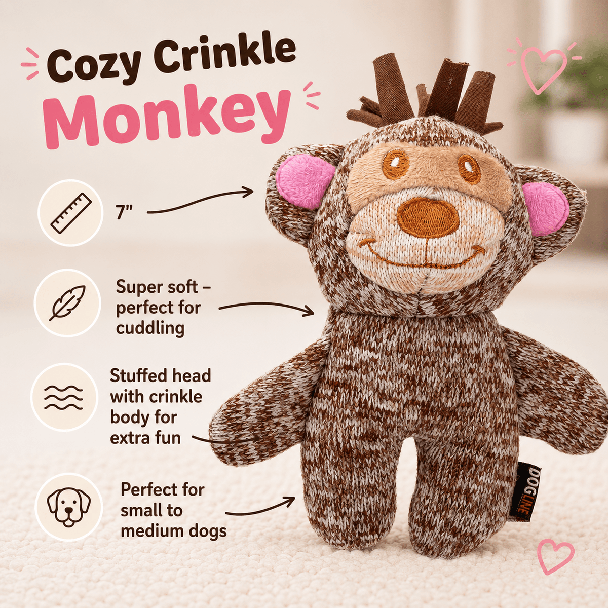 Dogline Cozy Crinkle Dog Toy Collection