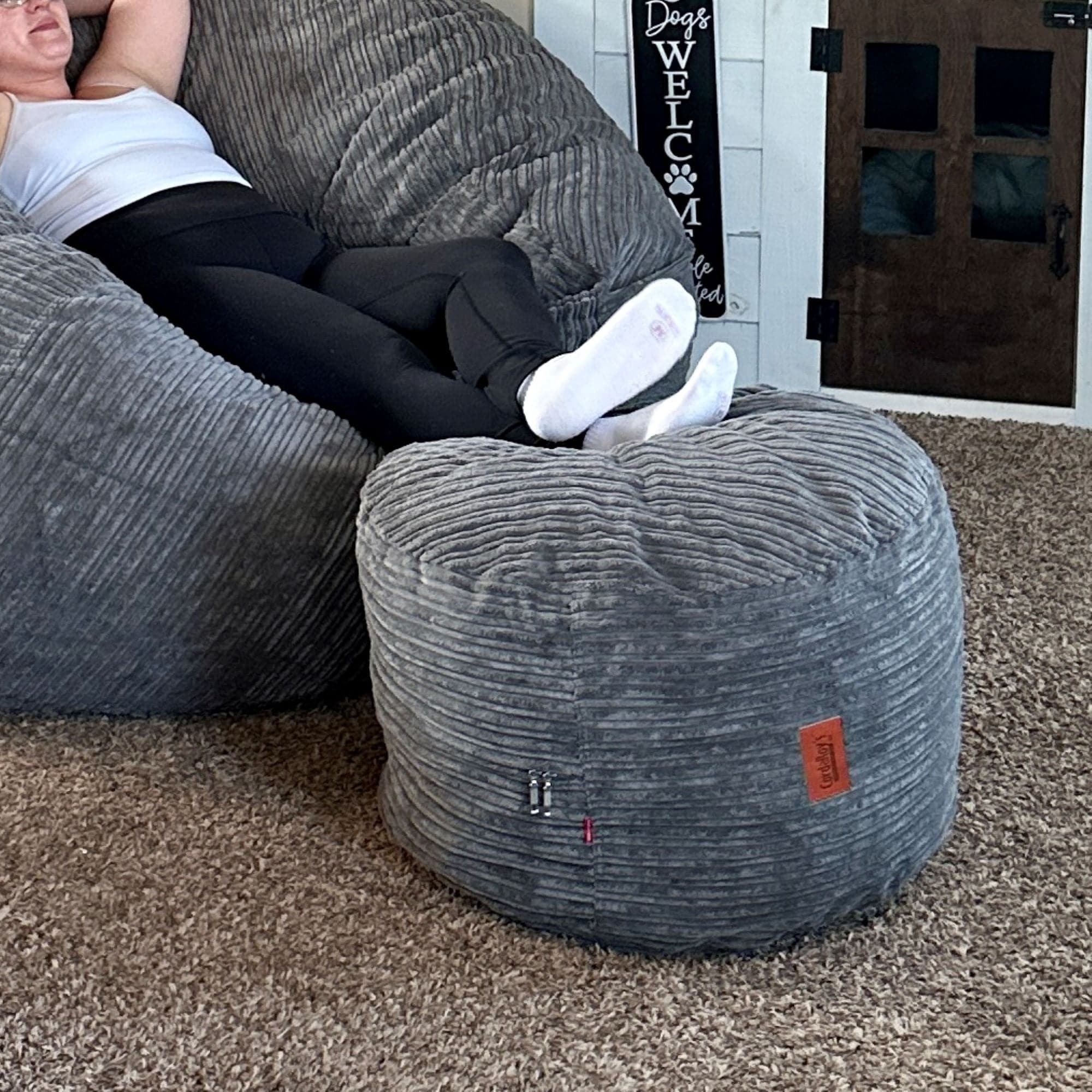CordaRoy's Terry Corduroy Pouf Footstool Ottoman