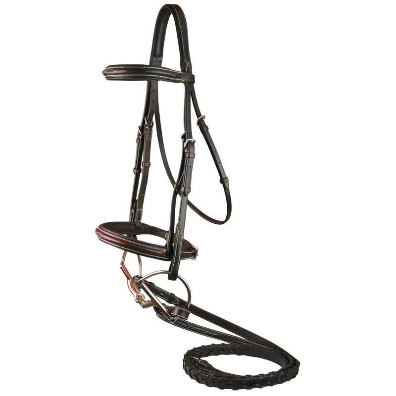 DaVinci Fancy Raised Comfort Bridle - Chestnut - Horse