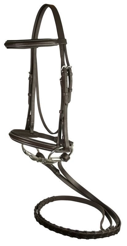DaVinci Raised Pad Bridle/Lace Rein - Dark Brown - Cob