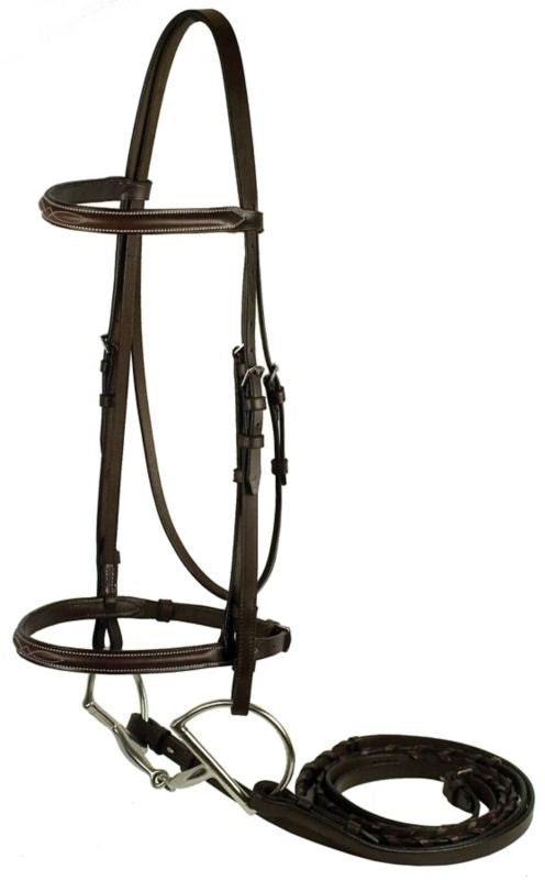 Gatsby Fancy Stitched Raised English Bridle - Havanna - Oversize
