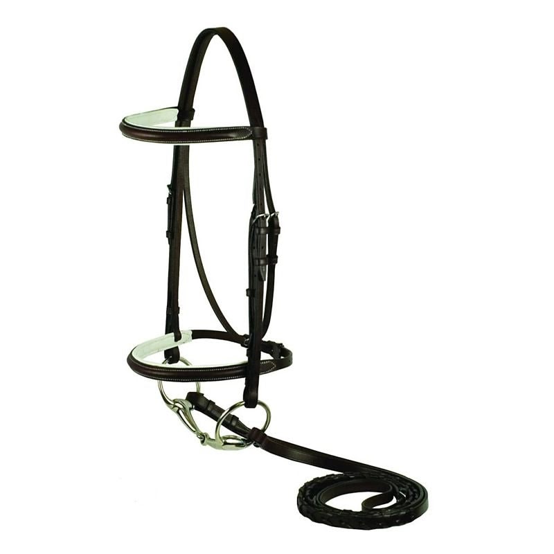 Gatsby Plain Raised Padded Bridle - Havanna/White - Horse