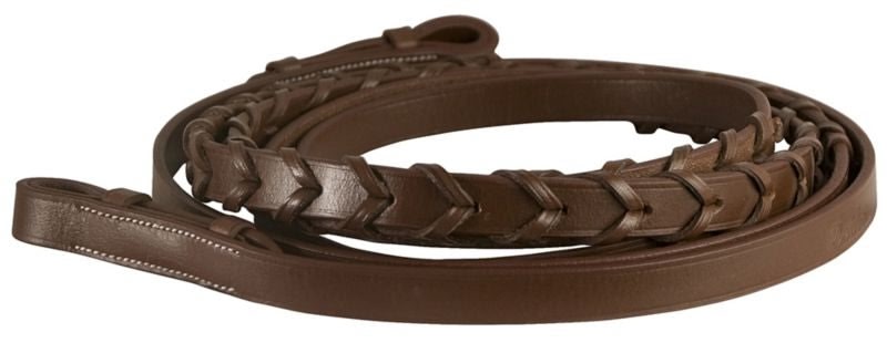 DaVinci Flat Laced Reins/Hook - Chestnut - 5/8" x 54"