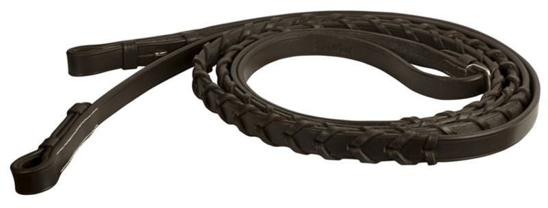 DaVinci Flat Laced Reins/Hook - Dark Brown - 1/2" x 48"