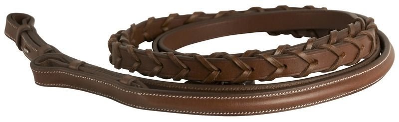 DaVinci Raised Lace Reins/Hook - Dark Brown - 5/8" x 54"
