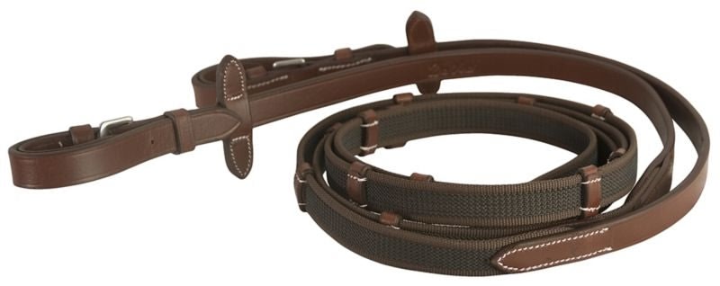 DaVinci Web Rubber Anti-Slip Rein/Buckle - Dark Brown - 5/8" x 54"