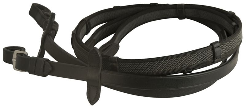 DaVinci Web Rubber Anti-Slip Rein/Buckle - Black - 5/8" x 54"