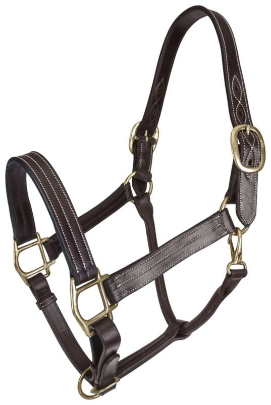 Gatsby Classic Triple Stitch Leather Halter - Brown - Cob