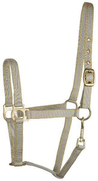 Gatsby 2-Tone Nylon Halter/Snap - Grey/Yellow - Pony