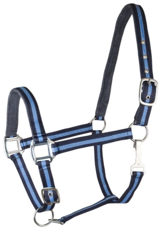 Gatsby 2-Tone Suede Nylon Halter - Navy & Light Blue w/Brown - Cob