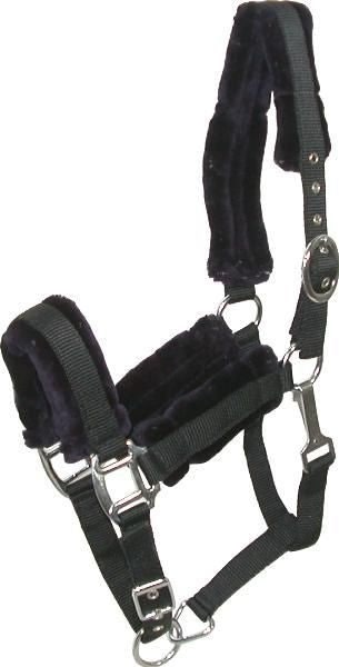Gatsby Nylon Halter/Removable Fleece - Black - Horse