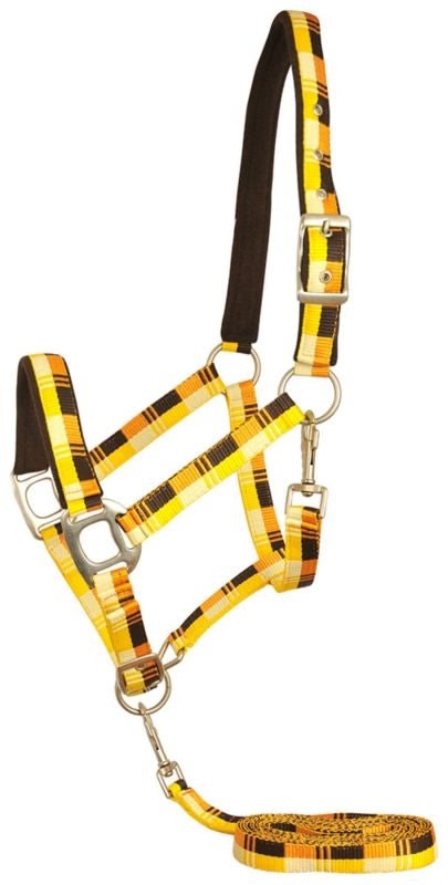 Gatsby Terra Fleece Nylon Halter - Yellow/Brown/Tan/Orange - Pony