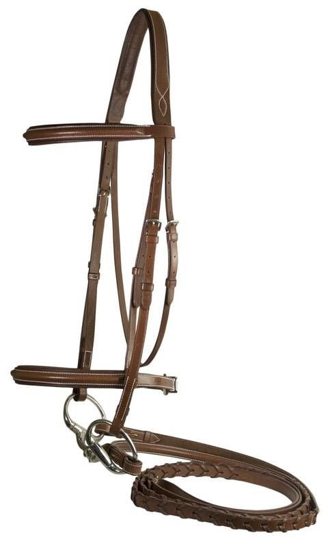 DaVinci Chestnut Raised Crown Bridle/Reins - Chestnut - Horse