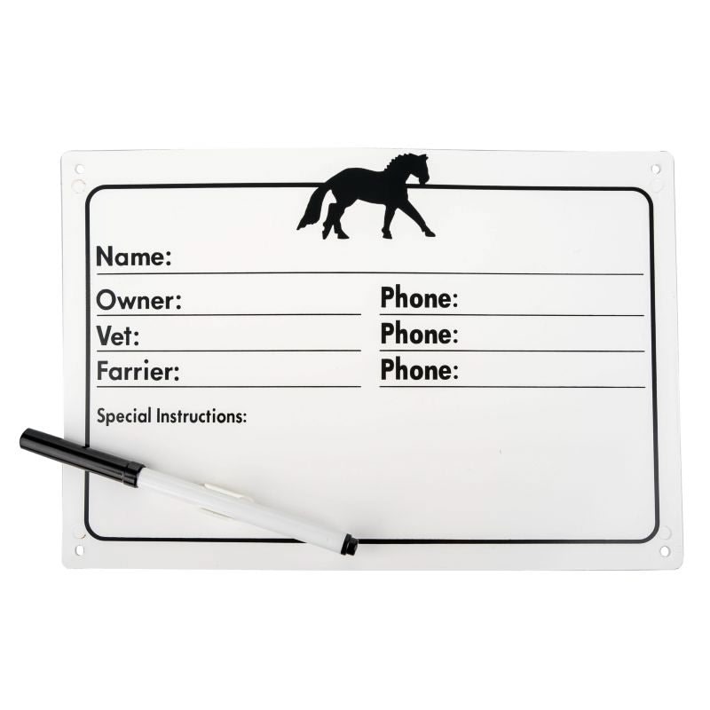 Gatsby Horse Name Plate with White Board - White - 7 1/2 x 4 5/8