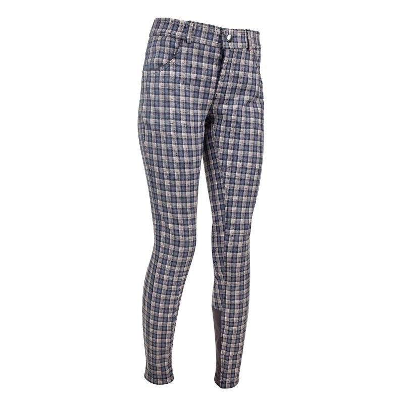 Ashley Classic Kids Knee Patch Breeches Blue/Rose - Blue/Rose Gray Plaid - 10