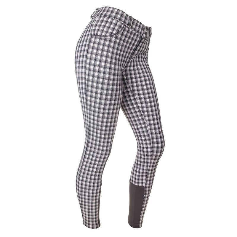 Ashley Classic Kids Knee Patch Breeches Gray/Pink - Gray/Pink Plaid - 12