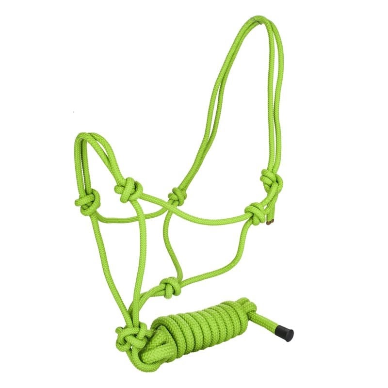 Tabelo Cowboy Rope Halter with Lead - Hot Lime - Horse