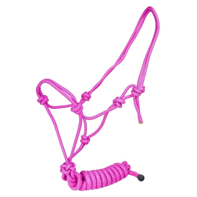 Tabelo Cowboy Rope Halter with Lead - Hot Pink - Horse