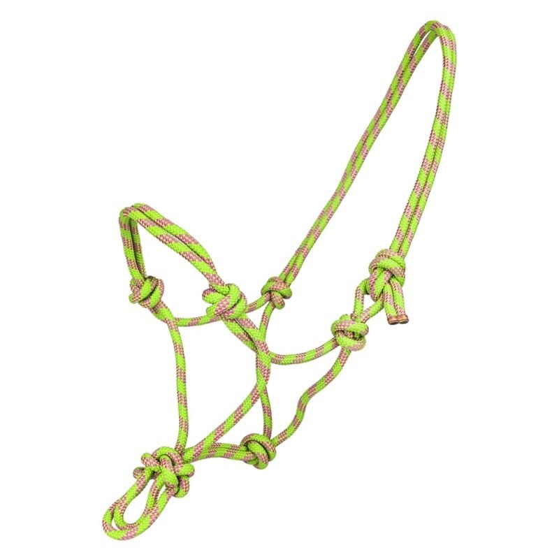 Tabelo Cowboy Rope Halter - Lime/Pink - Horse