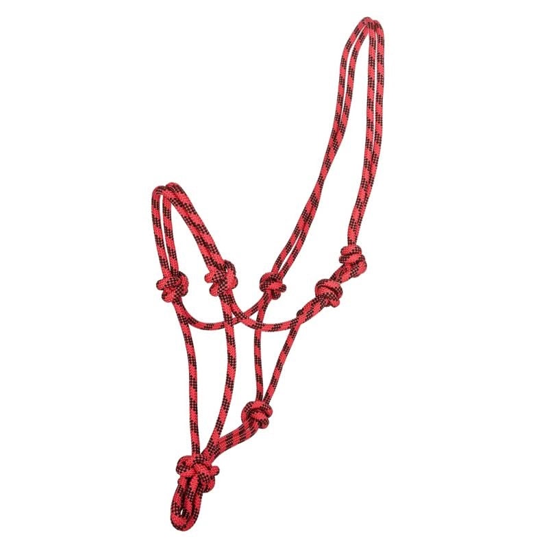 Tabelo Cowboy Rope Halter - Red/Black - Horse