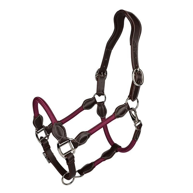 OEQ Leather Rope Halter - Wine - Cob
