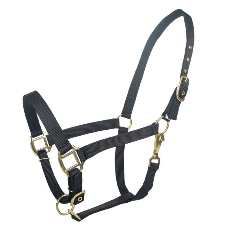 Tabelo Nylon Halter with Adj Chin - Black - XL-Horse