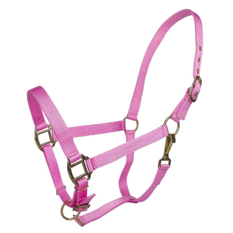 Tabelo Nylon Halter with Adj Chin - Pink - XL-Horse