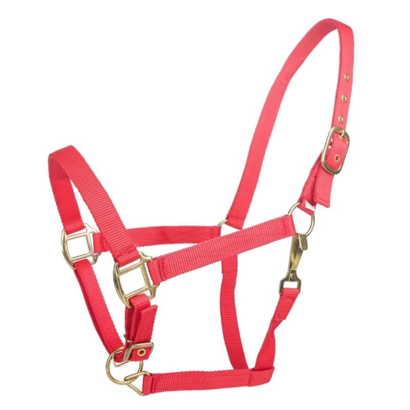 Tabelo Nylon Halter with Adj Chin - Red - XL-Horse