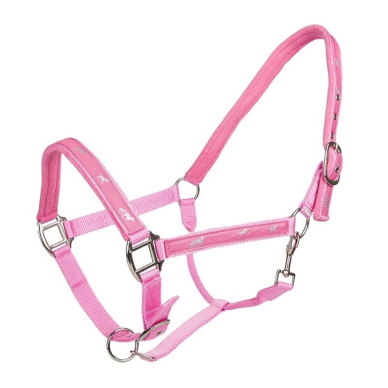 Tabelo Running Horse Halter with Snap - Pink - Horse