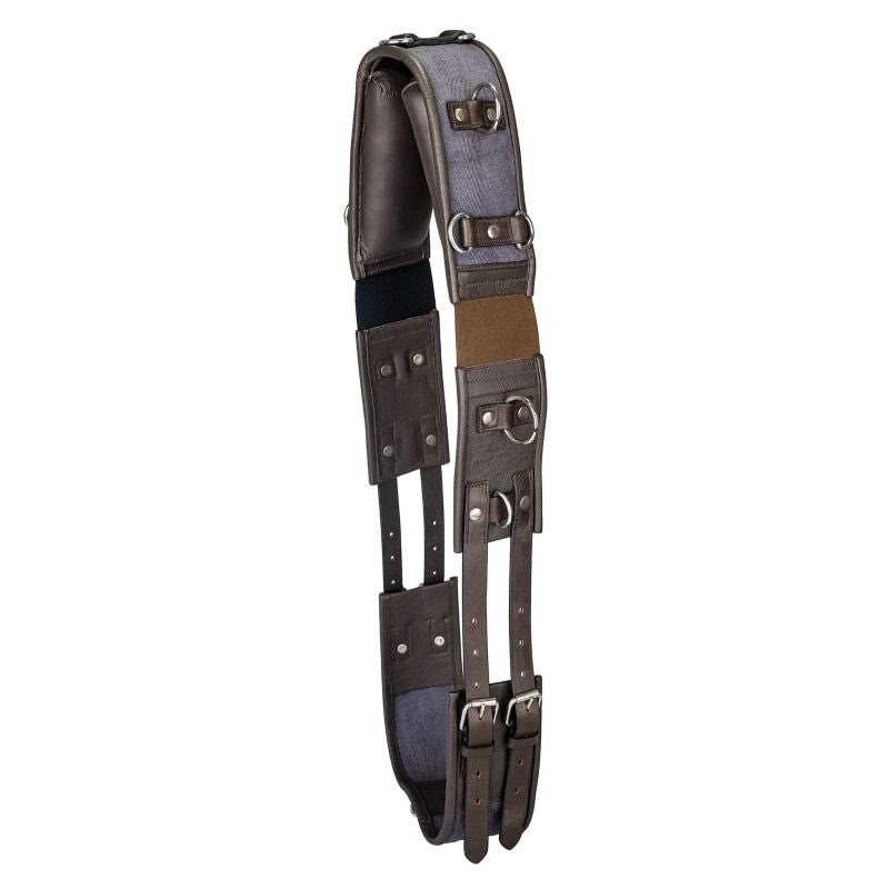 Gatsby Leather Training Surcingle with Webbing - Havanna with Grey - 67"