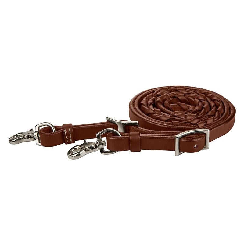 Tabelo Laced Barrel Reins - Medium Oil - 60"-75"
