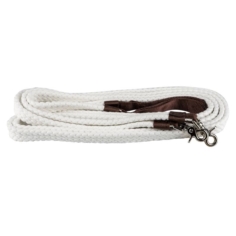 Tabelo Pro-Cotton White Split Reins 7.5ft - White - 7 1/2