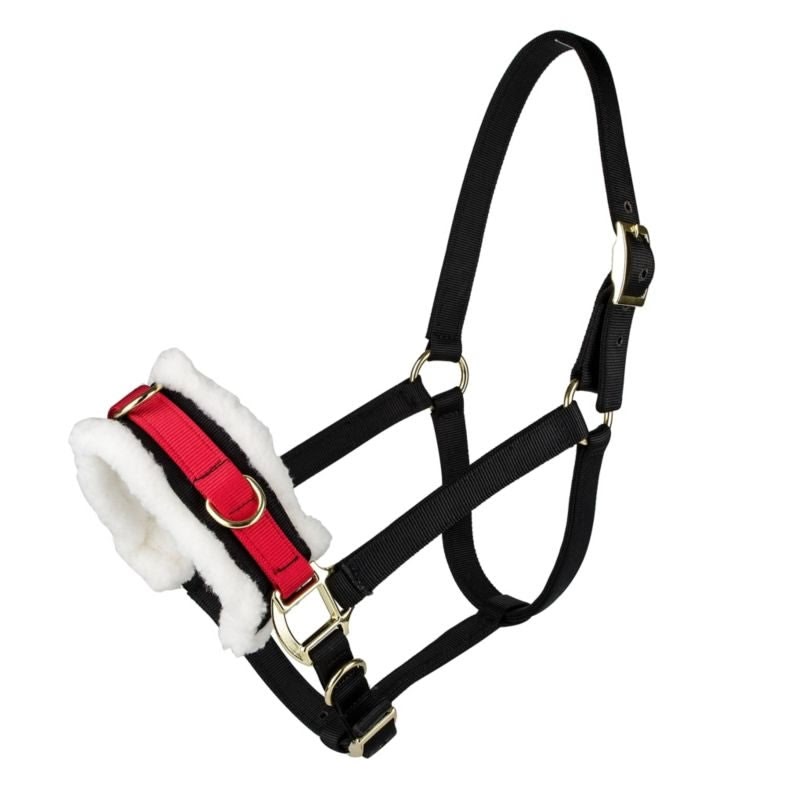Tabelo Deluxe Nylon Training Caveson Black/Red - Black/Red - Horse