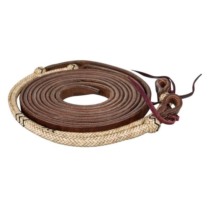 Tabelo Split Reins with Rawhide Trim 5/8x75ft - Harness - 5/8" x 75