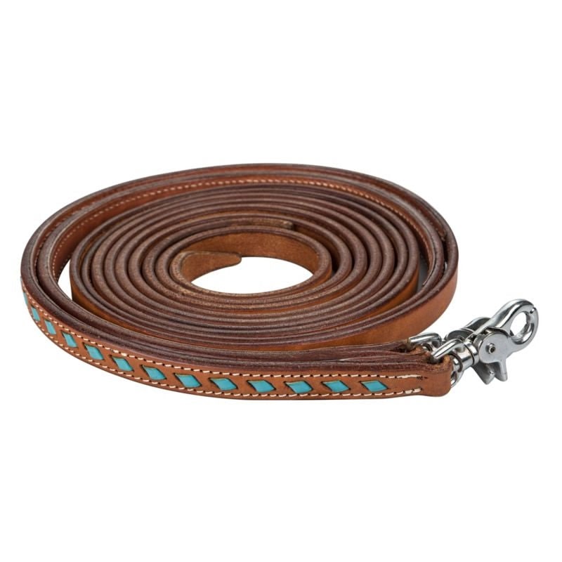 Tabelo Contest Reins with Buckstitching Chestnut - Chestnut - 5/8" x 75