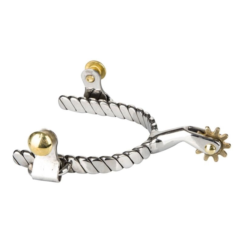 Tabelo SS Twisted Band Roping Spurs - Stainless Steel - Youth