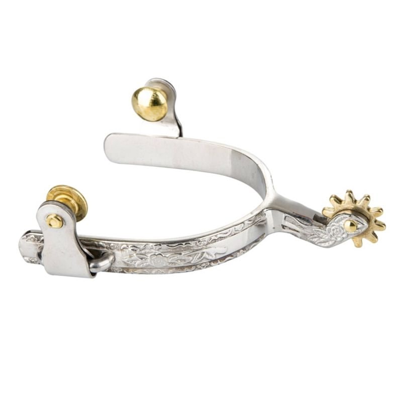 Tabelo SS Engraved Roping Spur - Stainless Steel - Ladies
