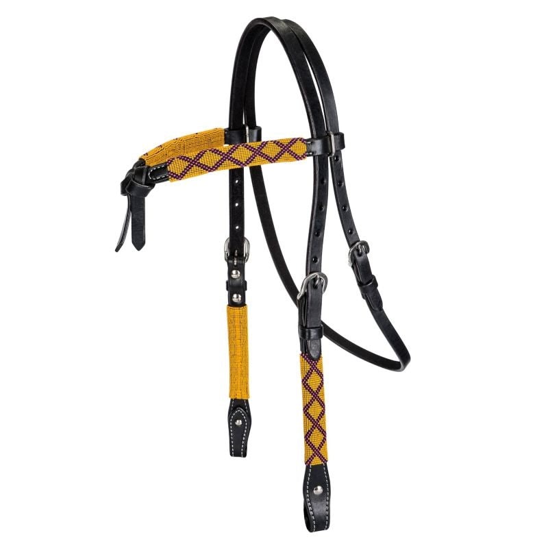 Tabelo Crossover Headstall with Beads Black - Black - Horse