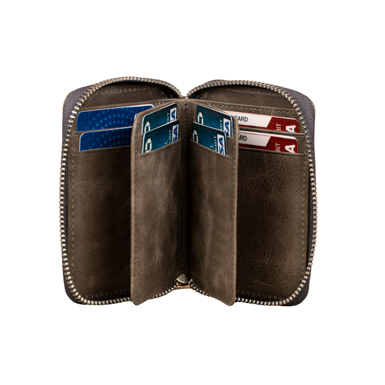 Premium Leather Zipper Wallet Dark Gray Anniston